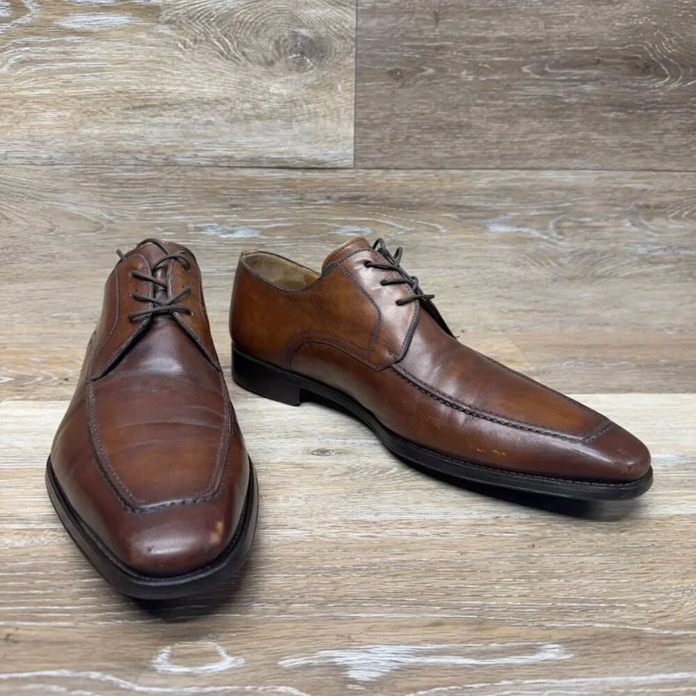 Magnanni Brown Leather Lace Up Oxfords Men's Size 10.5